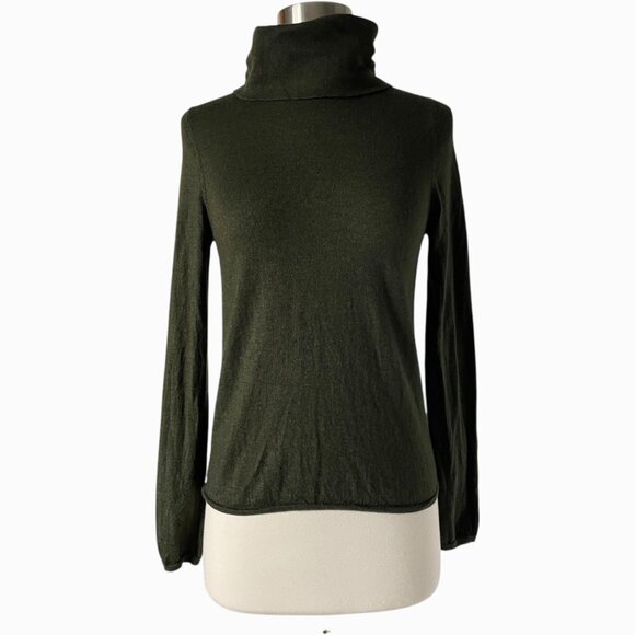 Prada Olive Green Cashmere Silk Turtleneck Sweater Size 44 Italy - Picture 8 of 8